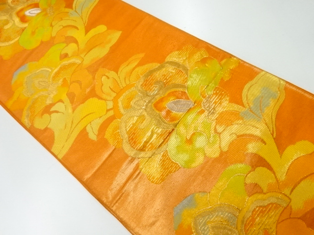 アンティーク　草花模様織り出し袋帯（材料）